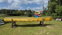 Wenonah Escape - Aramid Ultralight, Silver Trim, Ash Yoke, Bucket Seats, Foot Brace Installed - Blem - Image 4