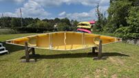 Wenonah Escape - Aramid Ultralight, Silver Trim, Ash Yoke, Bucket Seats, Foot Brace Installed - Blem - Image 5