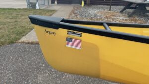 Wenonah Argosy Solo Canoe - Aramid Ultralight, Silver Trim, Center Adjustable Hung Web Seat - NOS