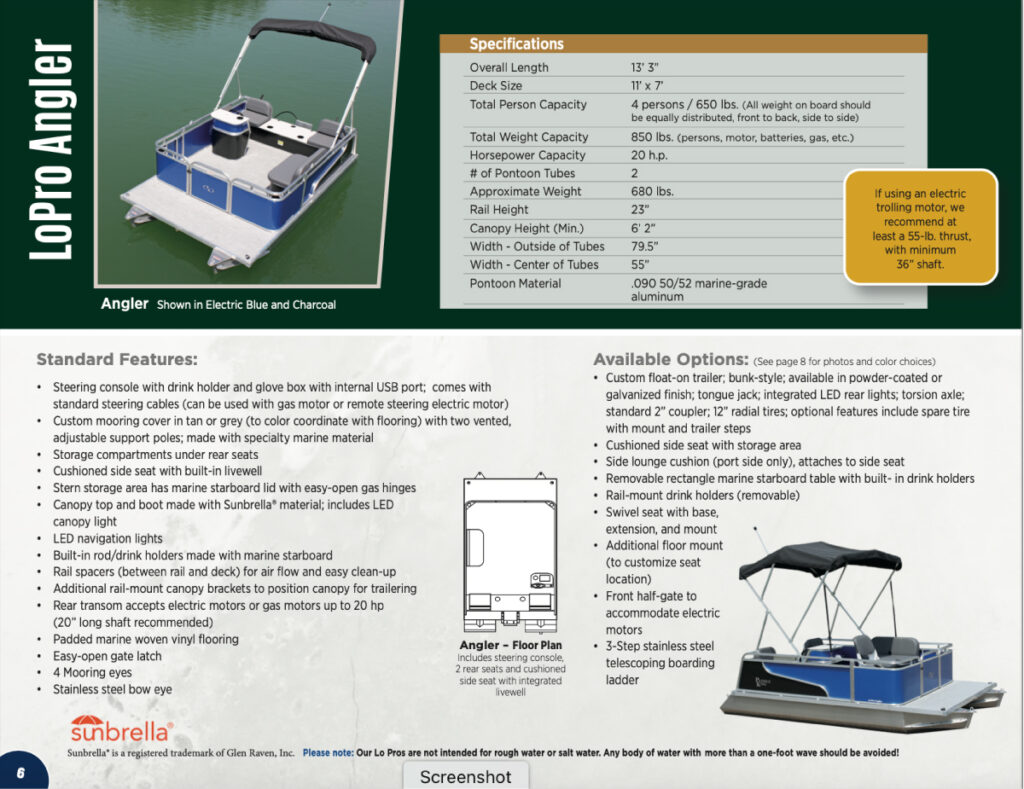 Paddle King Lo Pro Angler Compact Mini Small Pontoon