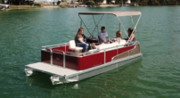 Paddle King - 2025 Lo Pro Cruiser XL - Small Pontoon Boat, 20Hp Gas Mercury Motor, Custom Trailer, Bimini and Mooring Cover.  FP 9 or 10