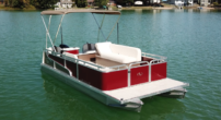 Paddle King - 2025 Lo Pro Cruiser XL - Small Pontoon Boat, 20Hp Gas Mercury Motor, Custom Trailer, Bimini and Mooring Cover.  FP 9 or 10 - Image 4