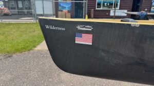 Wenonah Wilderness - Graphite Ultra Light, Wood Inwales w Black Accent, Center Pedestal Seat, Foot Brace - Blem