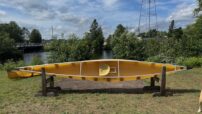 Wenonah Voyager - Aramid Ultralight, Silver Trim, Pedestal Seat, Footbrace - Factory Demo - Image 3