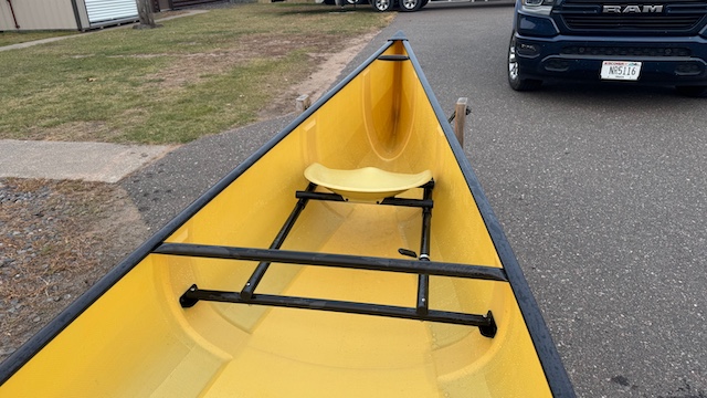 Wenonah Minnesota II Canoe - Aramid Ultralight, Black Trim, Outfitter Edition, 2 Sliding Bucket Seats, Foot Brace - NOS - Image 6