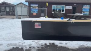 Wenonah J203 Racing Canoe - Graphite Ultra-Light - Wood Inwales w Black Accent, Center Bailer, Integrated Race Seat with Foot Brace - Blem