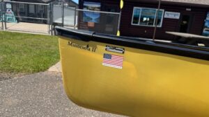 Wenonah Minnesota II Canoe - Aramid Ultra-Light, Black Trim, Yoke, Sliding Bow Bucket Seat, Integrated Skid Plates, Foot Brace - NOS