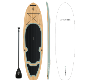 Grey Duck Coast – Wood – 10.6′ x 32″ – Stand Up Paddle Board with Paddle